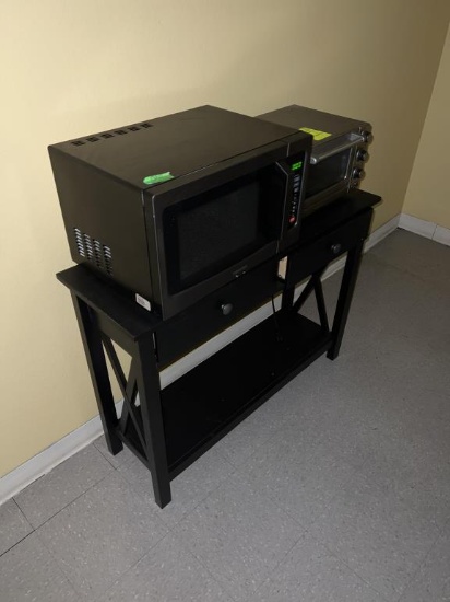 Microwave, Toaster Oven and Table