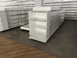 Two Runs of Wood Shelving