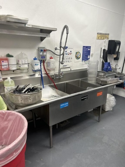 Stainless Steel Three Compartment Sink W/ Sprayer