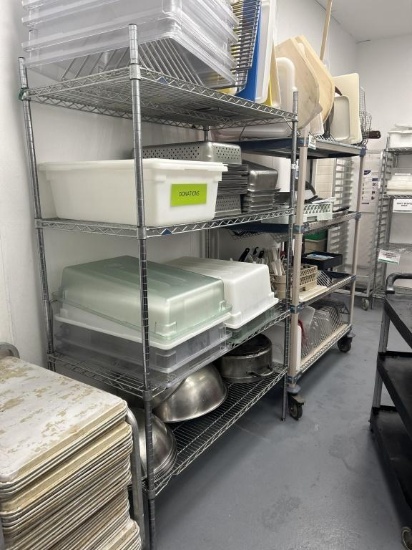 Assorted Racks In Dishwashing Room