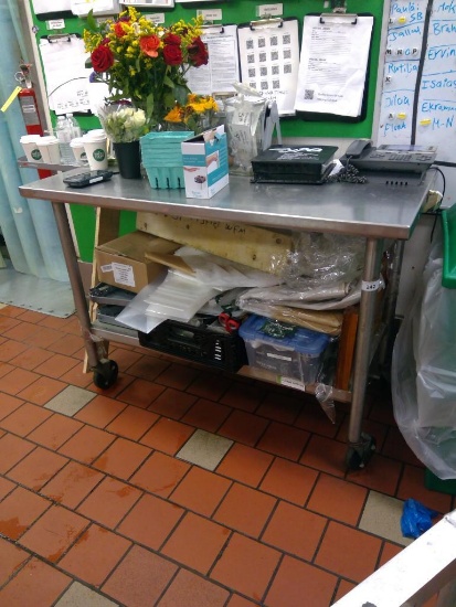 4ft Stainless Steel Table On Casters