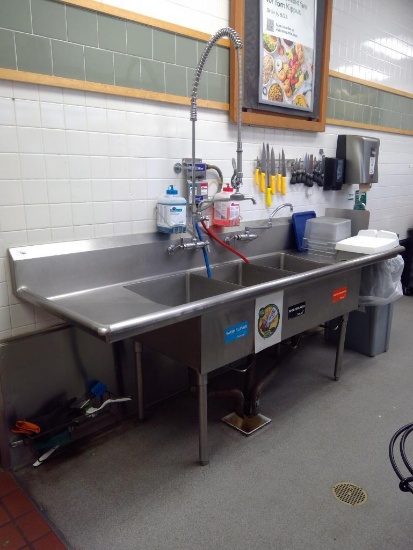 Stainless Steel Three Compartment Sink
