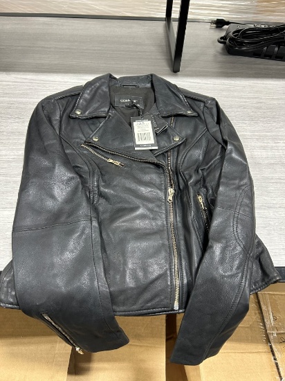Corbani Women's Leather Biker Jacket W/ Gold Hardware S