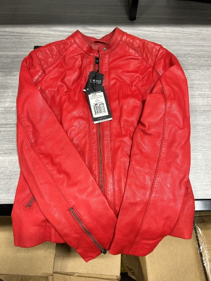 Corbani Women's Red Leather Moto Fashion Jacket XS