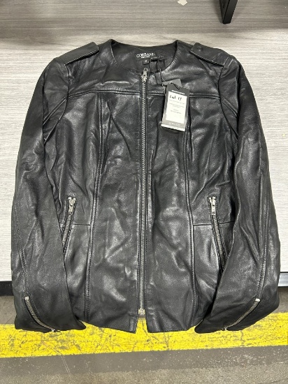 Corbani Women's Collarless Lambskin Leather Jacket S