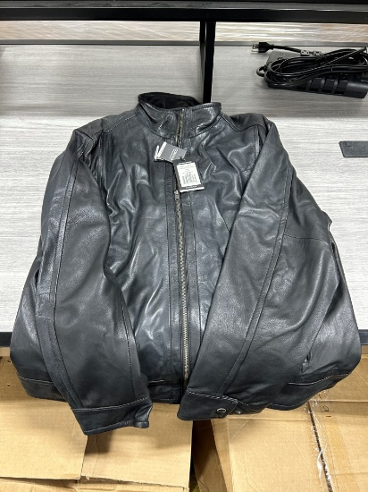 Corbani Men's Black Leather Motorcycle Jacket L