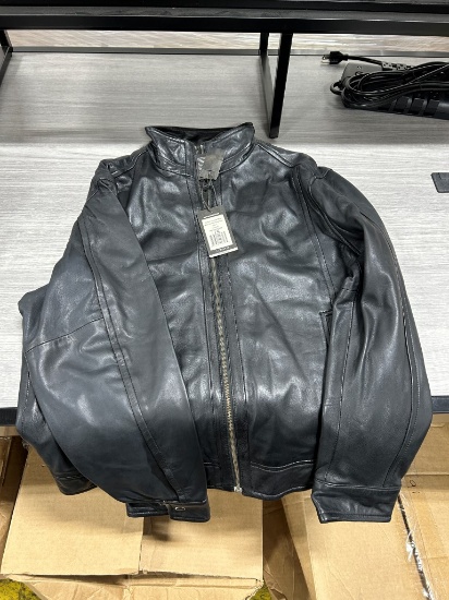 Corbani Men's Black Leather Motorcycle Jacket L
