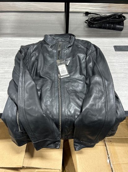 Corbani Men's Black Leather Motorcycle Jacket L
