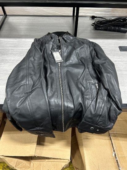 Corbani Men's Black Leather Motorcycle Jacket XXL