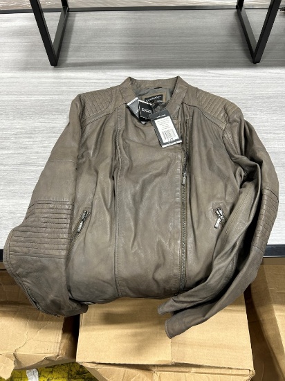 Corbani Women's Asymmetrical Leather Jacket W/ Scuba Collar XXL