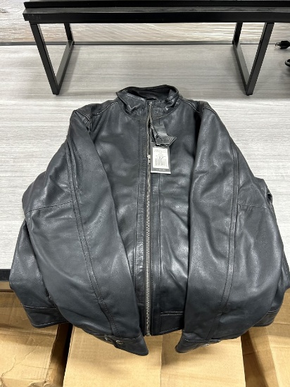 Corbani Men's Black Leather Motorcycle Jacket M