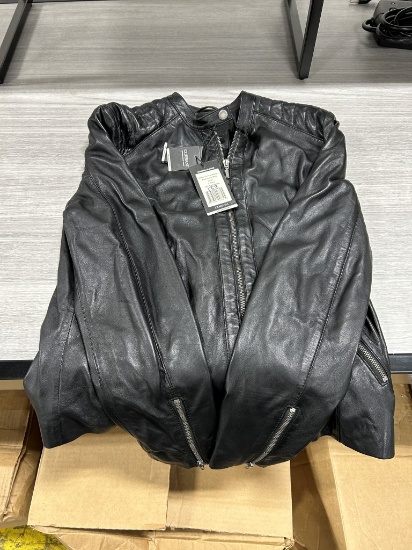 Corbani Women's Black Leather Moto Jacket L