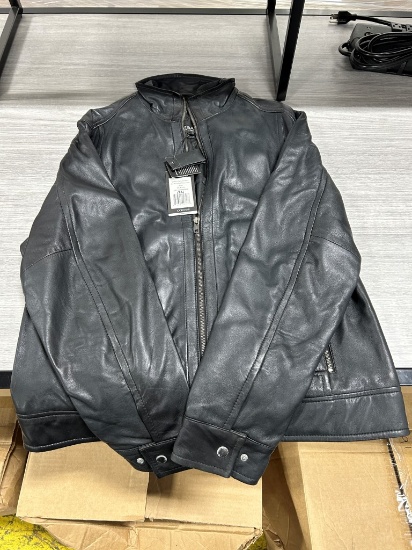 Corbani Men's Black Leather Motorcycle Jacket M