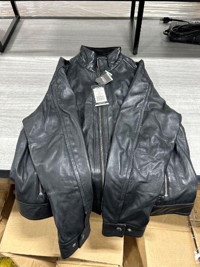 Corbani Men's Black Leather Motorcycle Jacket M
