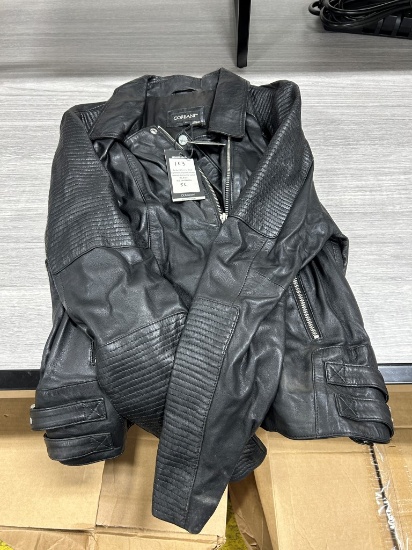 Corbani Women's Asymmetrical Quilted Bomber Lambskin Jacket XL