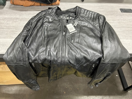 Corbani Men's Black Leather Moto Jacket XXL