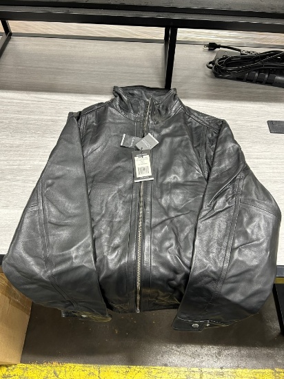 Corbani Men's Black Leather Motorcycle Jacket L