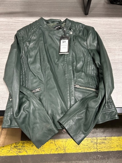 Corbani Quilted Shoulder Lambskin Fashion Moto Jacket L