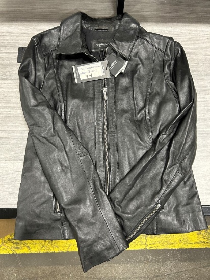 Corbani Women's Leather Coat W/ Scuba Collar M
