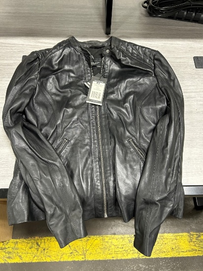 Corbani Women's Black Leather Moto Jacket L