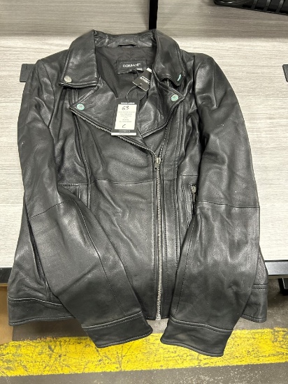 Corbani Men's Quilted Racer Leather Jacket W/ Snap Collar M