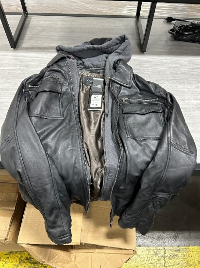 Corbani Men's Black Lambskin Bomber Jacket W/ Hood L