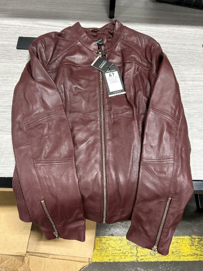 Corbani Women's Burgundy Lambskin Moto Jacket M