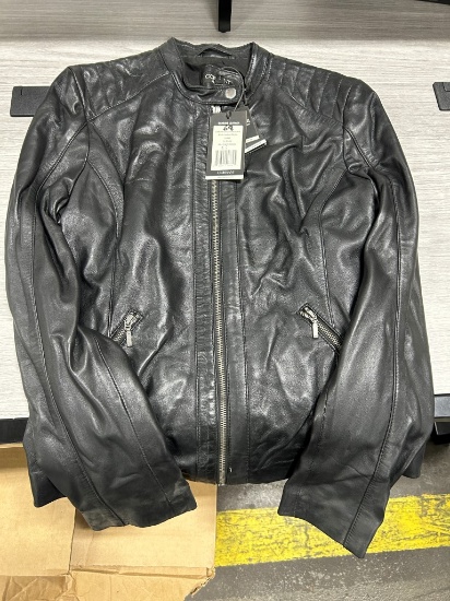 Corbani Women's Black Leather Moto Jacket L