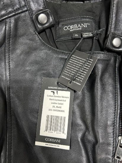 Corbani Women's Asymmetrical Leather Jacket XL
