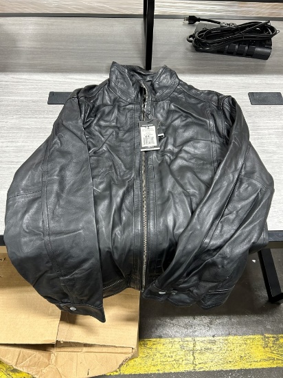 Corbani Men's Black Leather Motorcycle Jacket XL