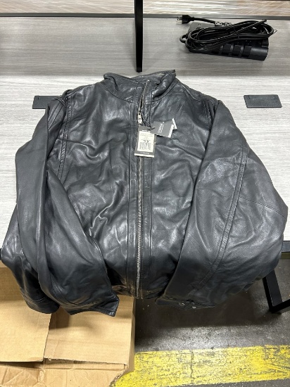 Corbani Men's Black Leather Motorcycle Jacket XL