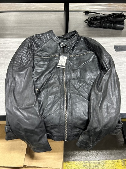 Corbani Men's Vintage Black Café Racer Leather Jacket L