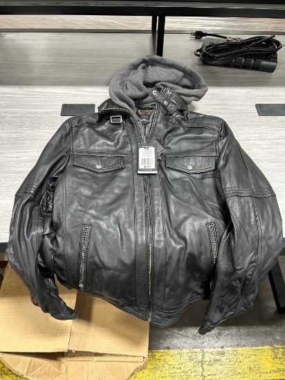 Corbani Men's Vintage Bomber Jacket W/ Hood S