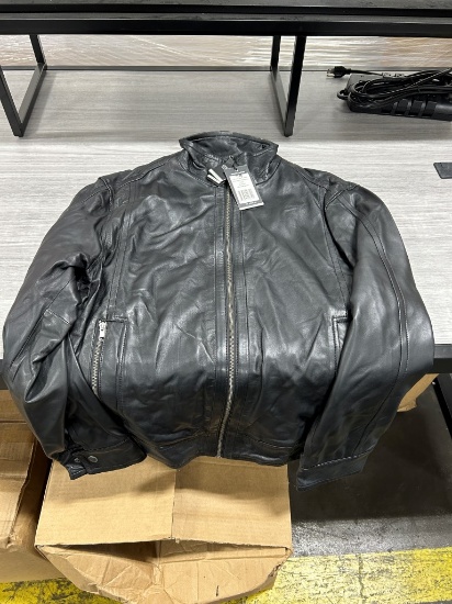 Corbani Men's Black Leather Motorcycle Jacket XL