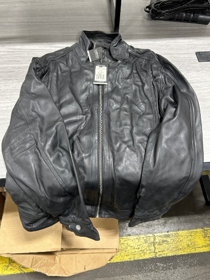 Corbani Men's Black Leather Motorcycle Jacket XL