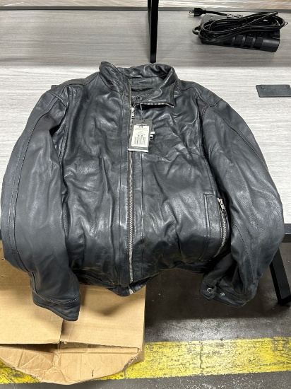 Corbani Men's Black Leather Motorcycle Jacket XL