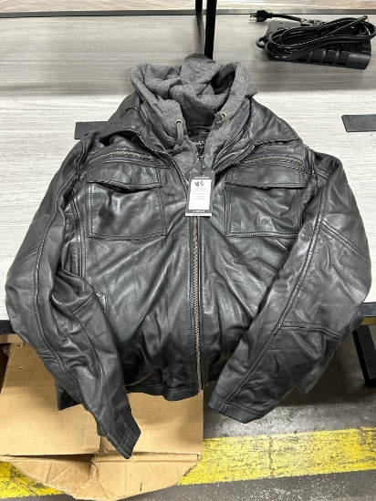 Corbani Men's Lambskin Bomber Jacket W/ Hood XL