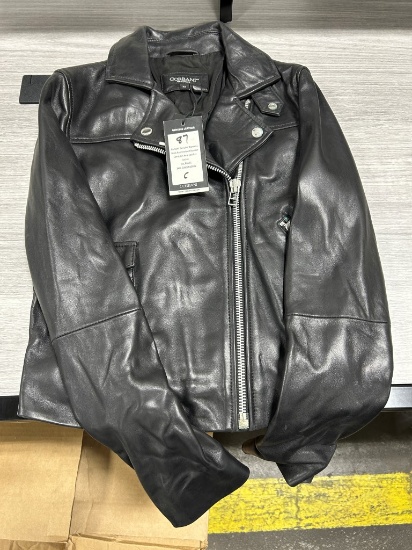 Corbani Women's Black Asymmetrical Lambskin Bomber Jacket XS