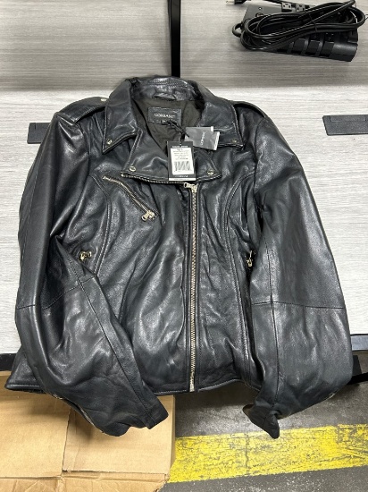 Corbani Women's Black Leather Biker Jacket W/ Gold Hardware XXL