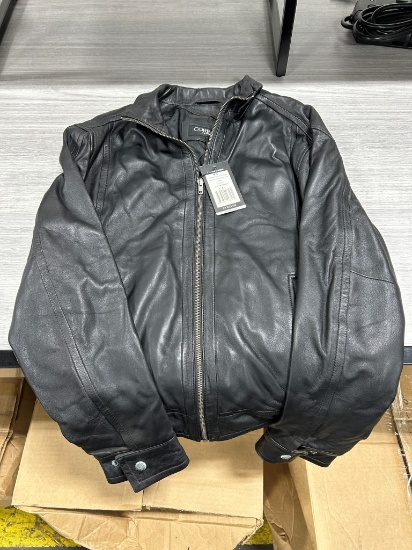 Corbani Men's Black Leather Motorcycle Jacket S