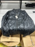 Corbani Men's Black Leather Motorcycle Jacket XXL