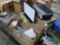 pallet of misc- T-shirt bag holders, pump topper sign frames, toilet tissue dispensers, etc