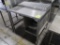 meat packing production table w/ roller conveyor & open cabinet