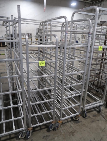 aluminum tub/tray racks, on casters