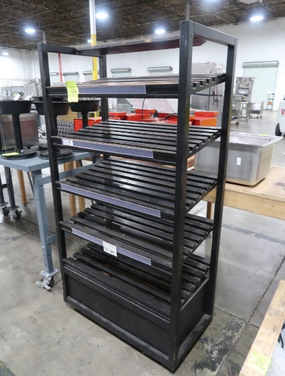 wooden bread rack, on casters