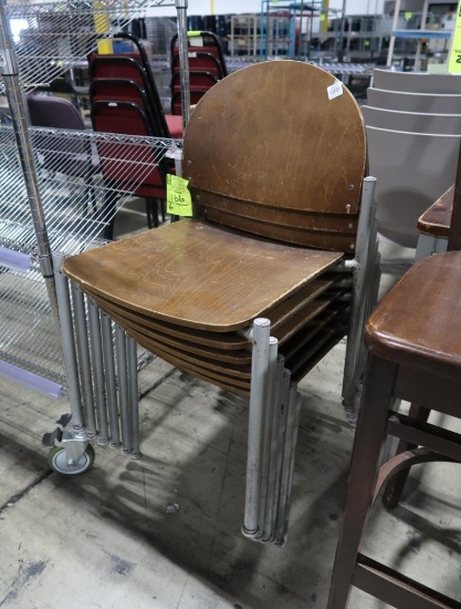 chairs w/ steel frame & wooden seats