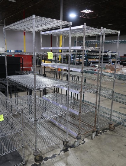 wire shelving units, on casters