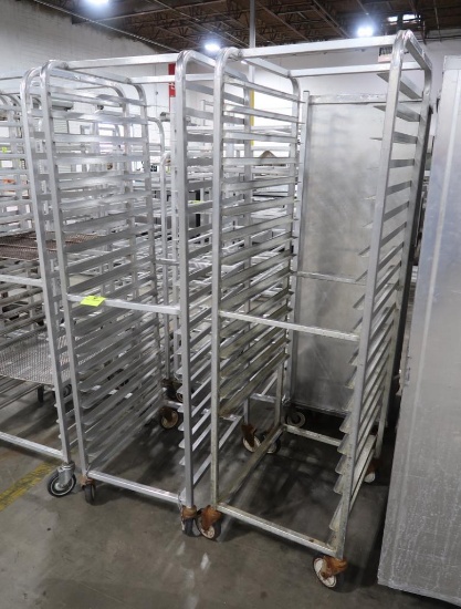 aluminum sheet pan racks, on casters