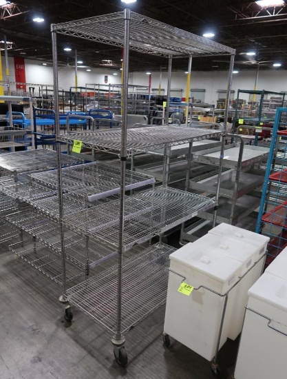 wire shelving unit, on casters