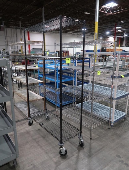 wire shelving unit, on casters